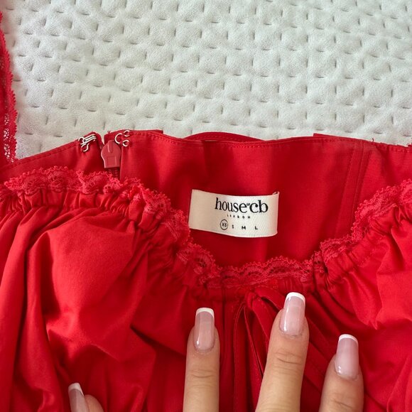 HOUSE OF CB PIETRA CHERRY RED CORSET MINI DRESS XS - Picture 6 of 6